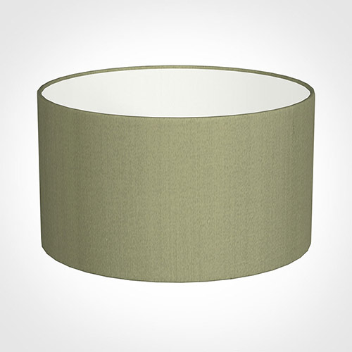 30cm Wide Cylinder Shade in Pale Green Faux Silk