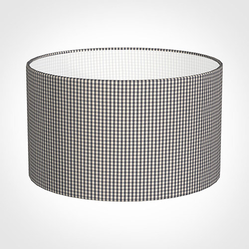 50cm Wide Cylinder Shade in Grey Longford Gingham