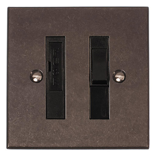 13amp Fused Switch in Polished, Bevelled, Black Inserts