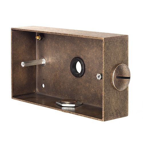 20mm Double Surface Mounting Box for Conduit in Antiqued Brass