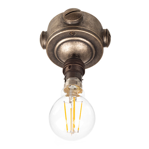 20mm Conduit Ceiling Rose in Antiqued Brass 