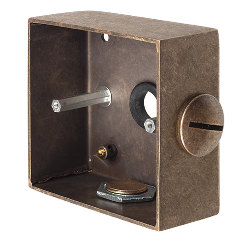 20mm Single Surface Mounting Box for Conduit in Antiqued Brass 