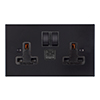 13amp 2 Gang Plug Socket USB-A/C Port Matt Black Bevelled