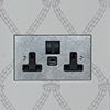 13amp 2 Gang Socket USB-A/C Port Polished, Bevelled, Black Switches