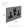 13amp 2 Gang Socket USB-A/C Port Polished, Bevelled, Black Switches