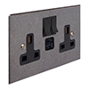 13amp 2 Gang Socket USB-A/C Port Polished, Bevelled, Black Switches