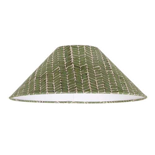 40cm Pendant Wide Cone Shade in Rich Green Watercolour Leaf
