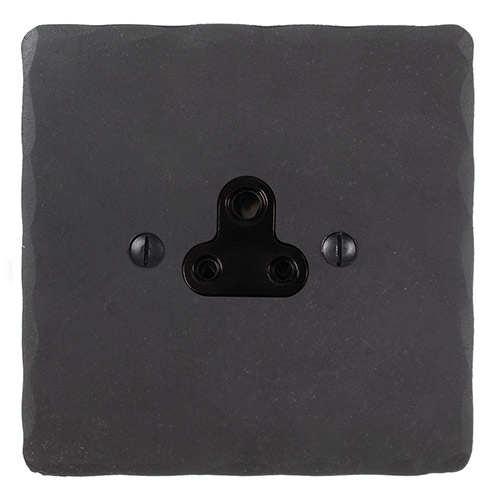2amp Round Pin Socket Beeswax Hammered Plate, Black Insert