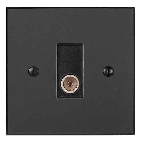 TV Co-axial Outlet BW Bevelled Plate, Black Insert