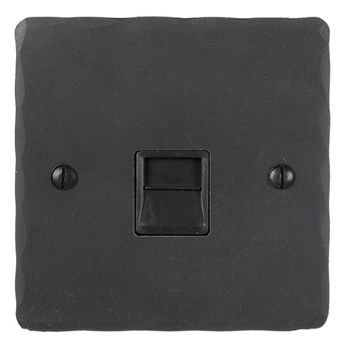 Master Telephone Socket Beeswax Hammered Plate, Black Insert