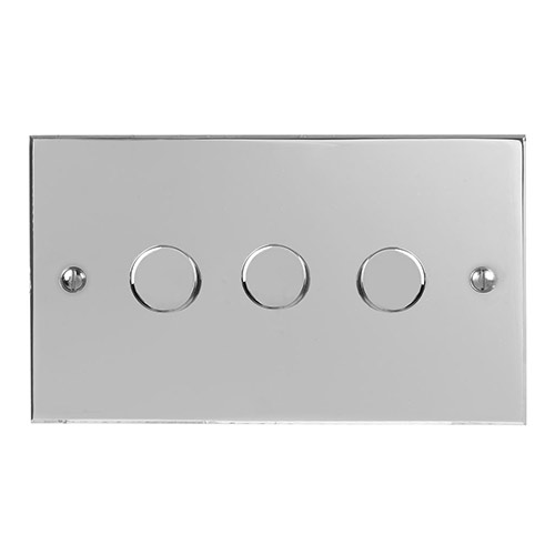 3 Gang Rotary Dimmer Nickel Bevelled Plate