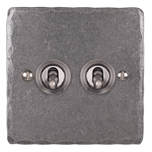 2 Gang Steel Dolly Switch Polished Hammered Plate