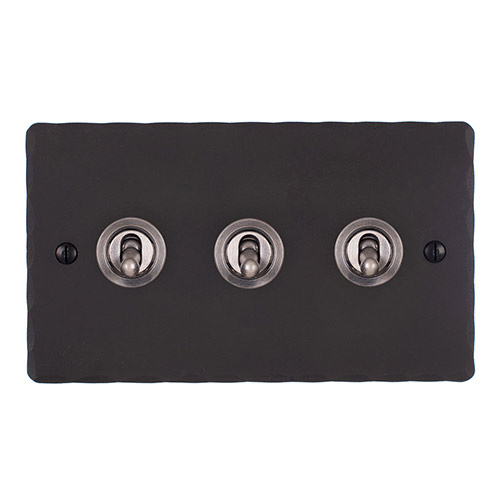 3 Gang Steel Dolly Switch Beeswax Hammered Plate