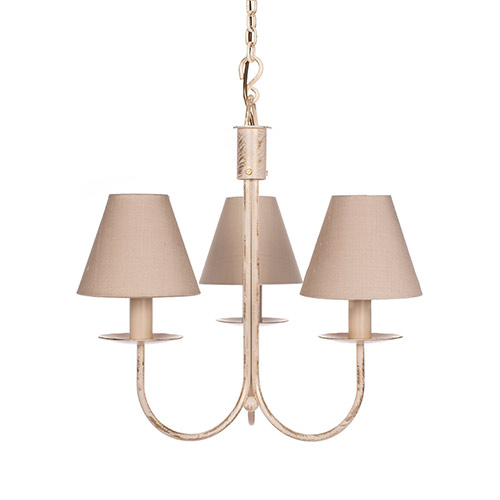 Three Arm Classic Pendant Light in Old Ivory