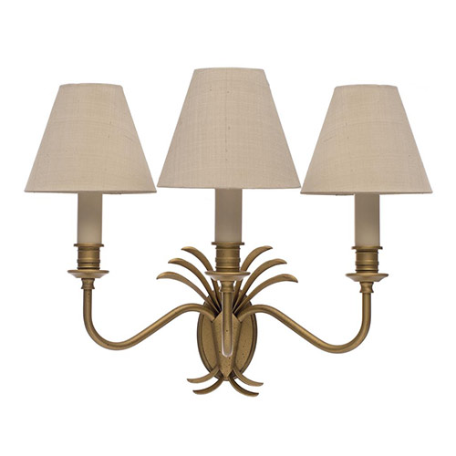 Triple Plantation Wall Light in Old Gold