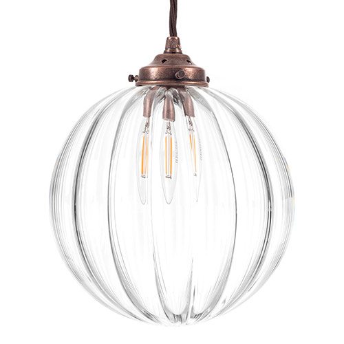Fulbourn Glass Pendant Light in Heritage Copper
