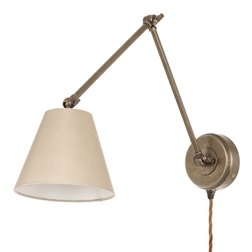 Articulated Plug-In Wall Light in Antiqued Brass