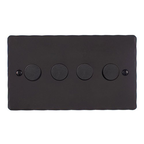 4 Gang Rotary Dimmer Beeswax Hammered Plate