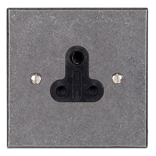 5amp Round Pin Socket Polished Bevelled Plate, Black Insert