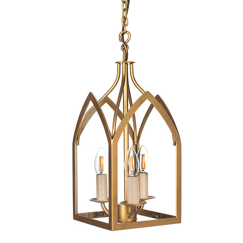 Barnham Lantern with Three Lights in Old Gold