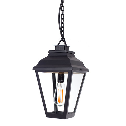 Hackney Outdoor Lantern (with chain) in Matt Black