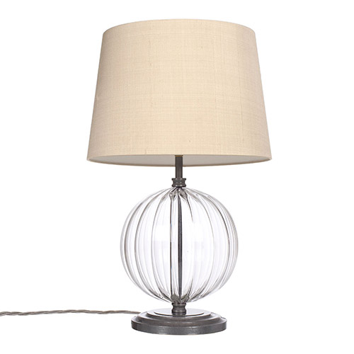 Harleston Table Lamp in Polished with Fluted Glass