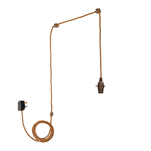 Plug-In Pendant Lampholder in Antiqued Brass