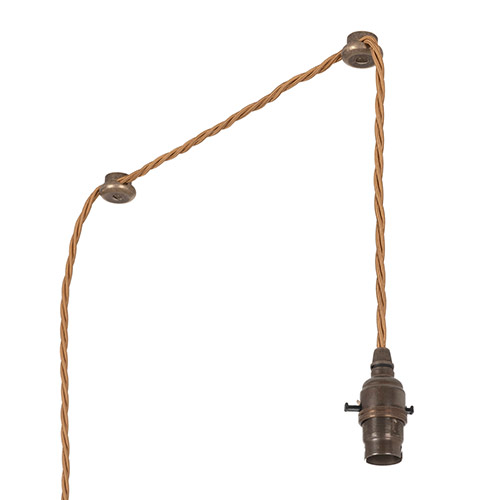 Plug-In Pendant Lampholder in Antiqued Brass