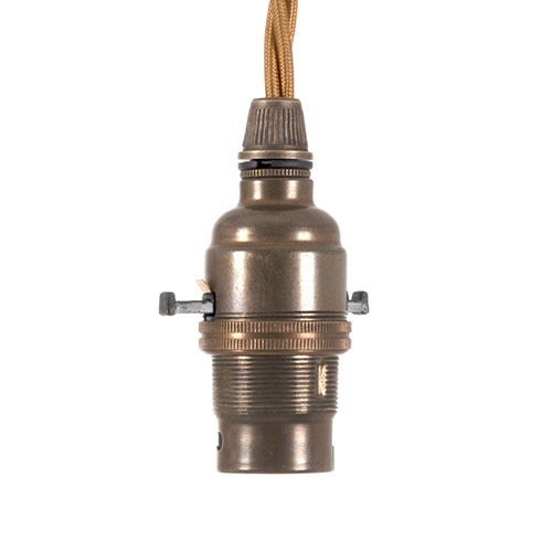 Plug-In Pendant Lampholder in Antiqued Brass