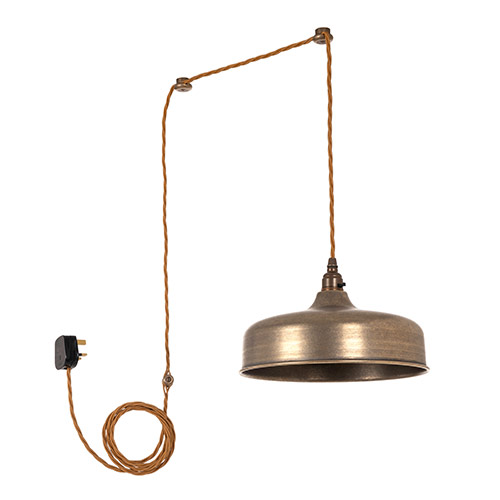 Exeter Plug-In Pendant in Antiqued Brass 