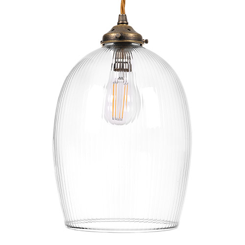 Walcot Fine Fluted Pendant Light in Antiqued Brass 