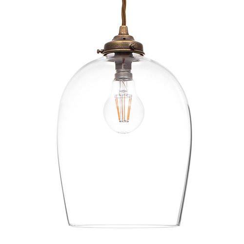Walcot Glass Pendant Light in Antiqued Brass