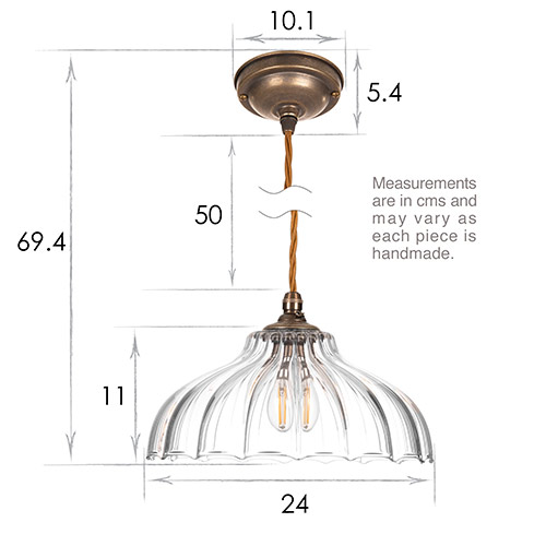 Langley Fluted Pendant Light in Antiqued Brass