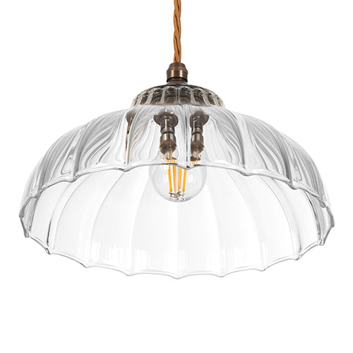 Langley Fluted Pendant Light in Antiqued Brass