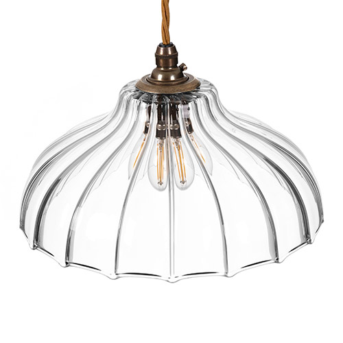 Langley Fluted Pendant Light in Antiqued Brass