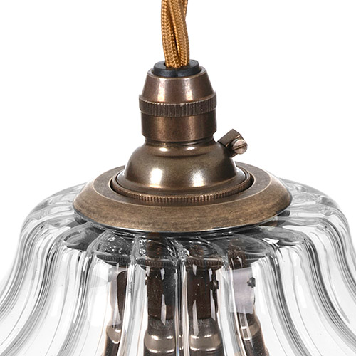 Langley Fluted Pendant Light in Antiqued Brass