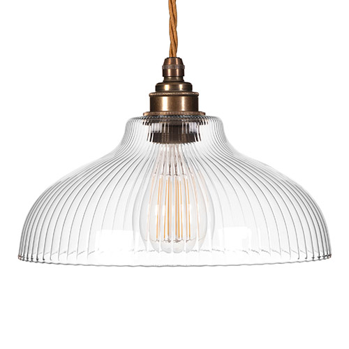 Langley Fine Fluted Pendant Light (ES) Antiqued Brass