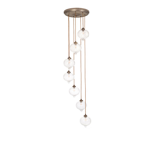 Ava Seven Pendant Rose in Antiqued Brass