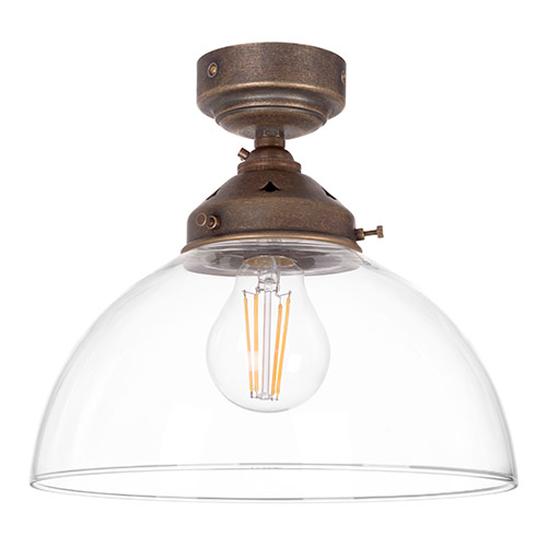 Shotley Flush Mount Ceiling Light in Antiqued Brass