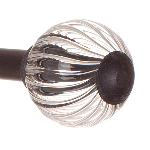 Fluted Glass Ball Finial for 12mm Pole in Beeswax