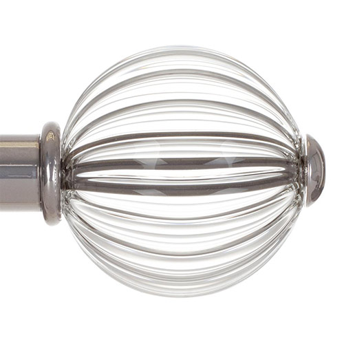 Fluted Glass Ball Finial for 25mm Pole in Mercury