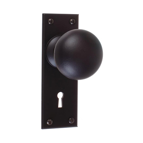Holkham Door Knob, Bristol Keyhole Plate, Matt Black