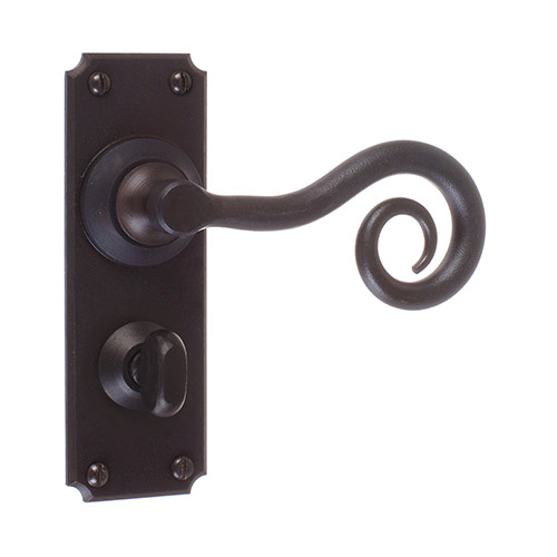 Curled Handle, Ilkley Privacy Plate, Beeswax