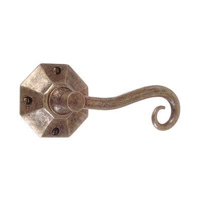 Scrolled Handle, Shaftesbury Plate, Antiqued Brass