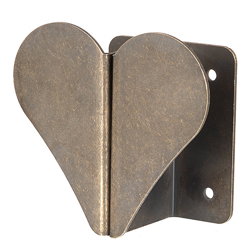 Heart Edge Pull Pair in Antiqued Brass
