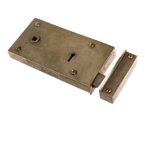 Brass Rim Lock (Right Side) in Antiqued Brass