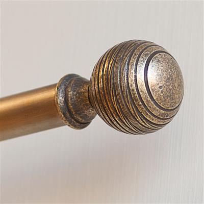19mm Brass Reeded Ball Finial in Antiqued Brass