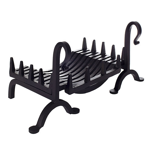 Small Grate with Berwick Fire Dogs in Matt Black
