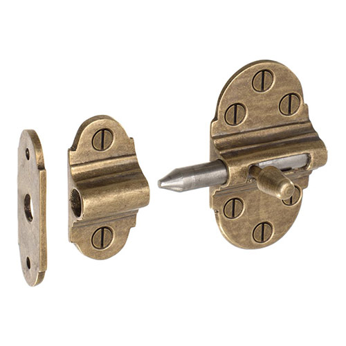 Newark Door Bolt in Antiqued Brass