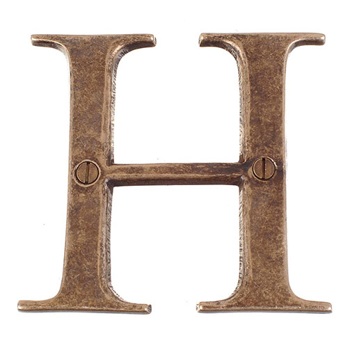 Letter H in Antiqued Brass